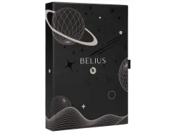 Stylo-plume et etui en simili cuir belius space b monochrome sans agrafe encre bleue coloris gris dans coffret cadeau