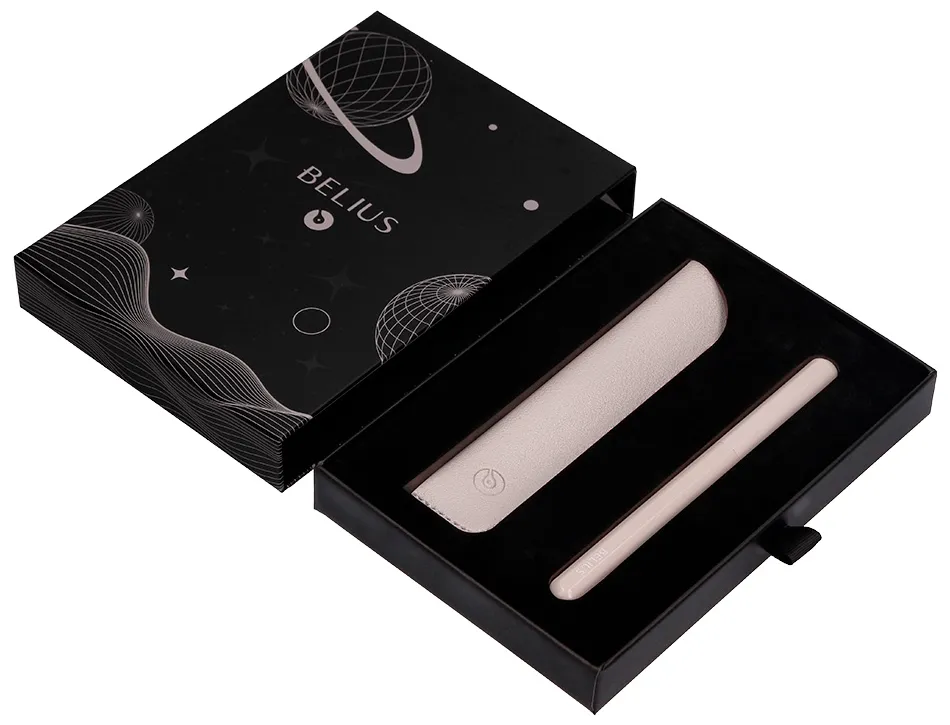 Stylo-plume et etui en simili cuir belius space b monochrome sans agrafe encre bleue coloris gris dans coffret cadeau