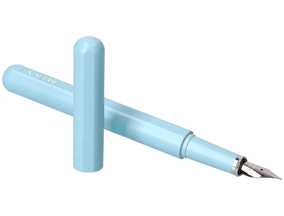 Stylo-plume et etui en simili cuir belius space b monochrome sans agrafe encre bleue coloris bleu dans coffret cadeau