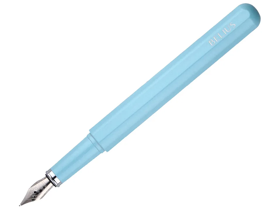 Stylo-plume et etui en simili cuir belius space b monochrome sans agrafe encre bleue coloris bleu dans coffret cadeau