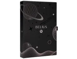 Stylo-plume et etui en simili cuir belius space b monochrome sans agrafe encre bleue coloris noir dans coffret cadeau