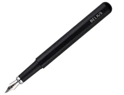 Stylo-plume et etui en simili cuir belius space b monochrome sans agrafe encre bleue coloris noir dans coffret cadeau