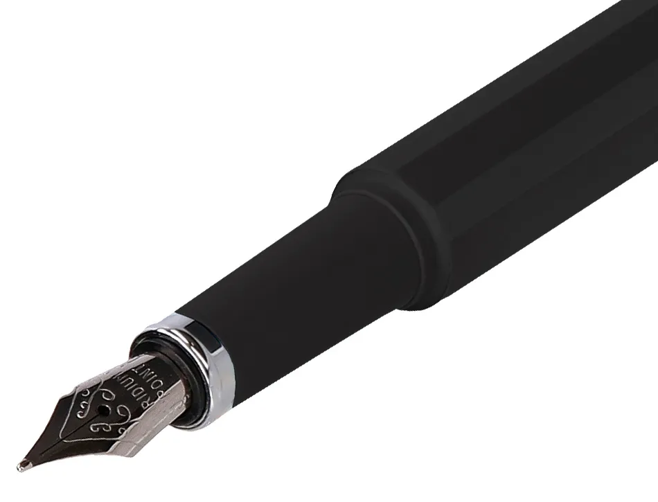 Stylo-plume et etui en simili cuir belius space b monochrome sans agrafe encre bleue coloris noir dans coffret cadeau