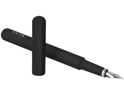 Stylo-plume et etui en simili cuir belius space b monochrome sans agrafe encre bleue coloris noir dans coffret cadeau