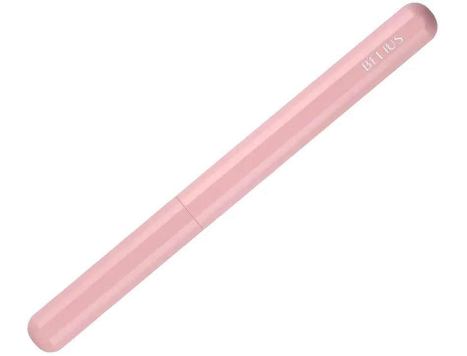 Stylo-plume et etui en simili cuir belius space b monochrome sans agrafe encre bleue coloris rose dans coffret cadeau