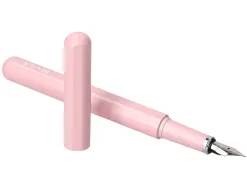 Stylo-plume et etui en simili cuir belius space b monochrome sans agrafe encre bleue coloris rose dans coffret cadeau