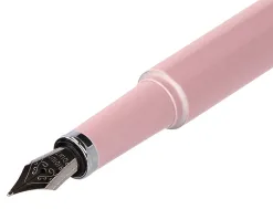 Stylo-plume et etui en simili cuir belius space b monochrome sans agrafe encre bleue coloris rose dans coffret cadeau