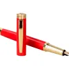 Stylo-plume et etui en simili cuir belius passion aluminium brosse attributs or encre bleue coloris rouge coffret cadeau