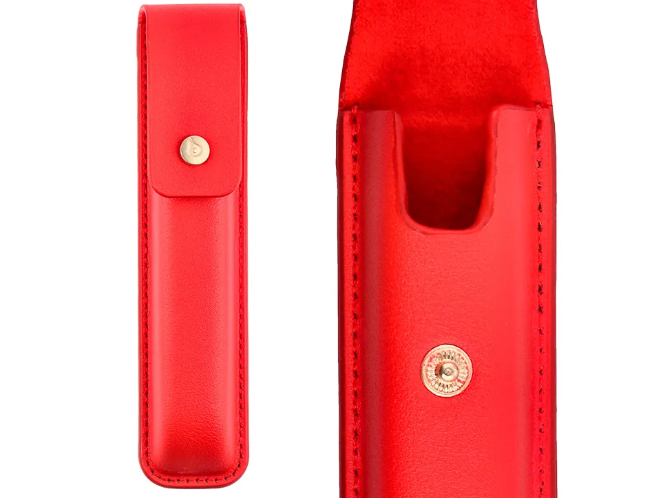 Stylo-plume et etui en simili cuir belius passion aluminium brosse attributs or encre bleue coloris rouge coffret cadeau