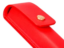 Stylo-plume et etui en simili cuir belius passion aluminium brosse attributs or encre bleue coloris rouge coffret cadeau