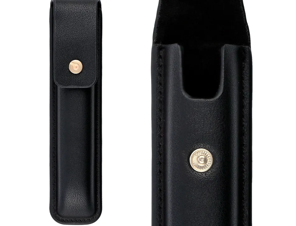 Stylo-plume et etui en simili cuir belius passion aluminium brosse attributs or encre bleue coloris noir coffret cadeau