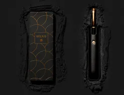 Stylo-plume et etui en simili cuir belius passion aluminium brosse attributs or encre bleue coloris noir coffret cadeau