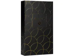 Stylo-plume et etui en simili cuir belius passion aluminium brosse attributs or encre bleue coloris noir coffret cadeau