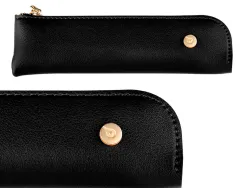 Stylo-plume et etui simili cuir belius soiree aluminium details et attributs or encre bleue coloris noir coffret cadeau