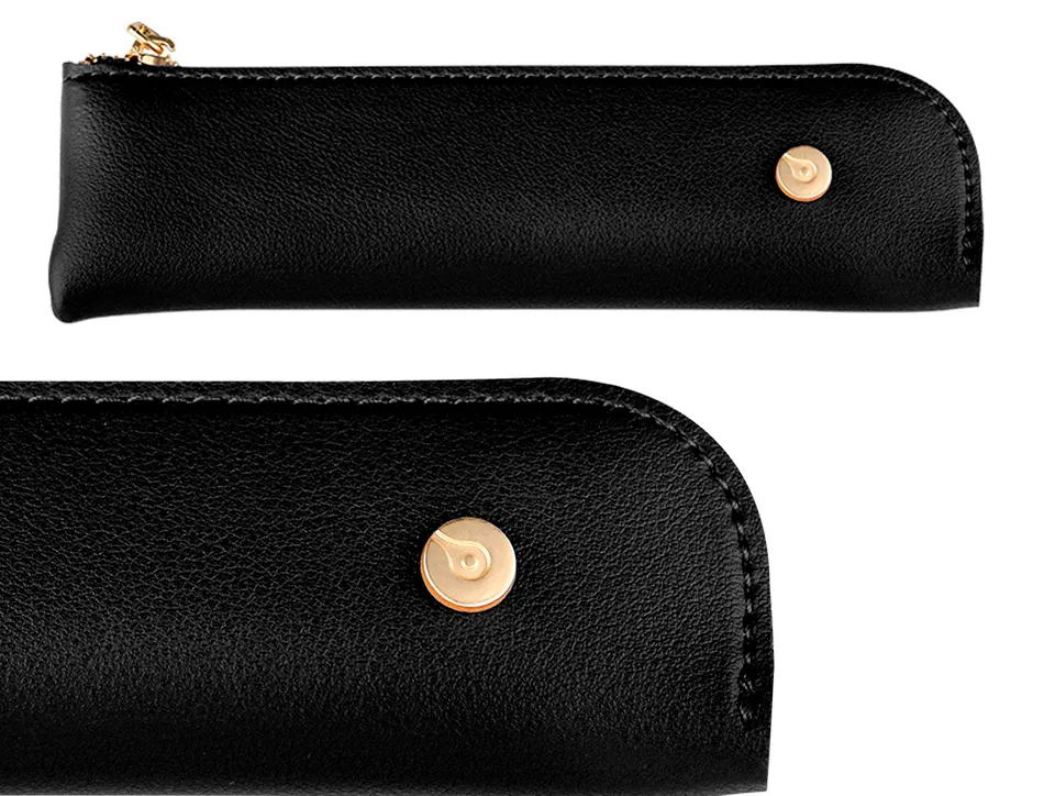 Stylo-plume et etui simili cuir belius soiree aluminium details et attributs or encre bleue coloris noir coffret cadeau