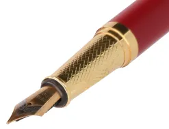 Stylo-plume et etui simili cuir belius soiree alum. details et attributs or encre bleue coloris bordeaux coffret cadeau