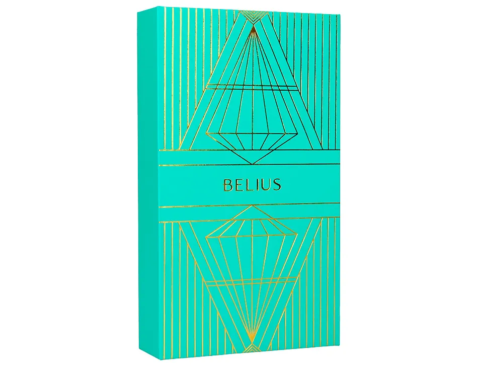 Stylo-plume et etui simili cuir belius soiree alum. details et attributs or encre bleue coloris turquoise coffret cadeau