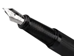 Stylo-plume et flacon d'encre belius origen aluminium brosse encre noire coloris noir dans coffret cadeau