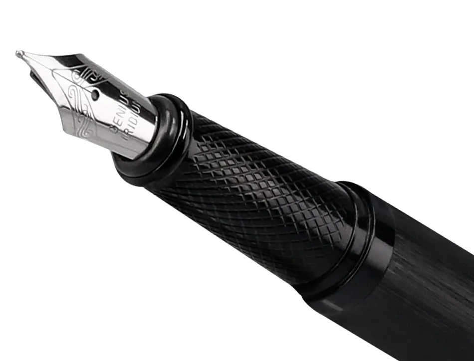 Stylo-plume et flacon d'encre belius origen aluminium brosse encre noire coloris noir dans coffret cadeau
