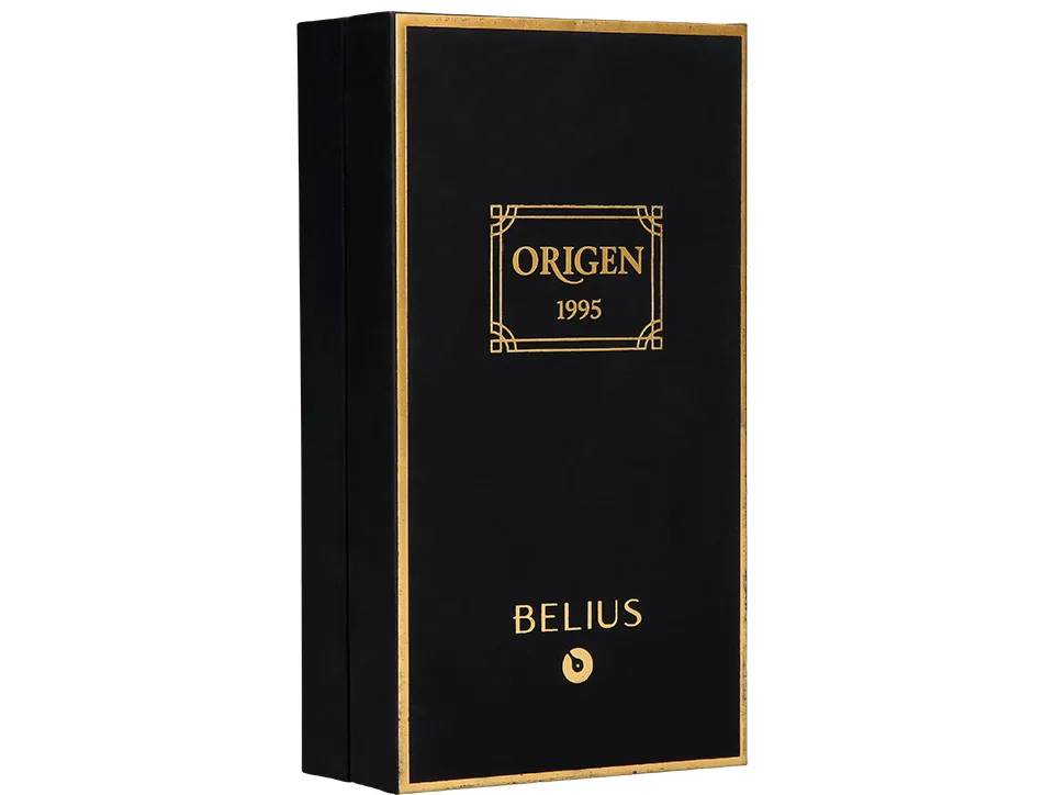 Stylo-plume et flacon d'encre belius origen aluminium brosse encre noire coloris noir dans coffret cadeau