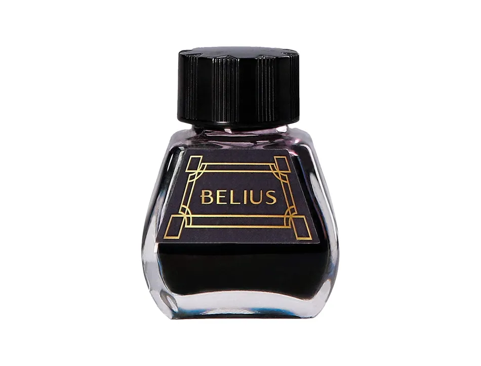 Stylo-plume et flacon d'encre belius origen aluminium brosse encre noire coloris noir dans coffret cadeau