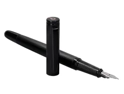 Stylo-plume et flacon d'encre belius origen aluminium brosse encre noire coloris noir dans coffret cadeau