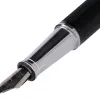 Stylo-plume etui simili cuir belius turbo alum. texture pointillee attributs argent encre bleue col. noir coffret cadeau