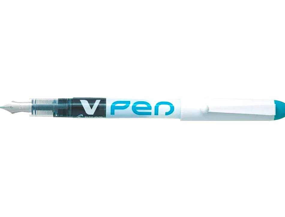 Stylo-plume pilot v pen jetable pointe moyenne régulateur débit encre liquide visible coloris turquoise