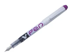 Stylo-plume pilot v pen jetable pointe moyenne régulateur débit encre liquide visible coloris violet