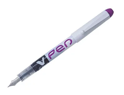 Stylo-plume pilot v pen jetable pointe moyenne régulateur débit encre liquide visible coloris violet