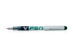Stylo-plume pilot v pen jetable pointe moyenne régulateur débit encre liquide visible coloris vert
