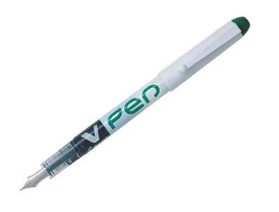 Stylo-plume pilot v pen jetable pointe moyenne régulateur débit encre liquide visible coloris vert
