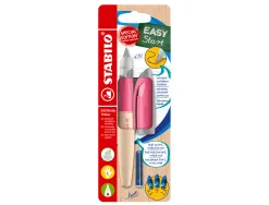 Stylo-plume stabilo easybirdy timber gaucher + 1 cle de reglage coloris rose blister carton