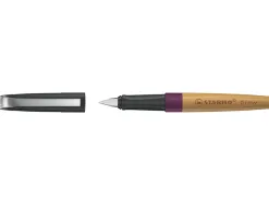 Stylo-plume stabilo grow corps bois de cerisier trait 0,5mm encre bleue coloris violet prune