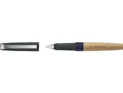 Stylo-plume stabilo grow corps bois de hetre trait 0,5mm encre bleue coloris bleu myrtille