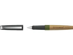 Stylo-plume stabilo grow corps bois de chene trait 0,5mm encre bleue coloris vert mousse