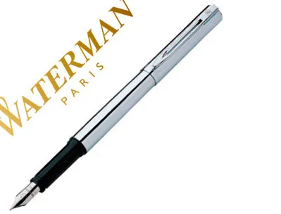 Stylo-plume waterman graduate corps acier chromé section noire