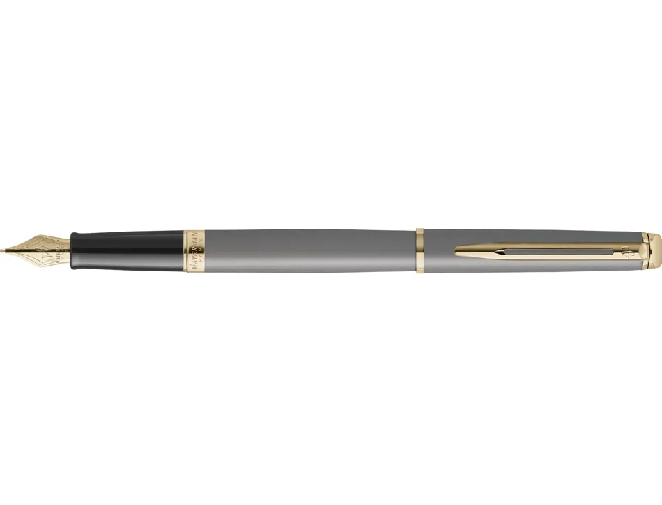Stylo-plume waterman hemisphere metallic capuchon clip pointe fine coloris gris pierre coffret cadeau