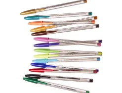 Stylos bille bic cristal multicolor mixte encre standard et fun - pochette de 15 un