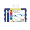 Stylo-surligneur staedtler 3620 double pointe biseautee/pinceau coloris assortis set 10 unites