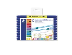 Stylo-surligneur staedtler 3620 double pointe biseautee/pinceau coloris assortis set 10 unites
