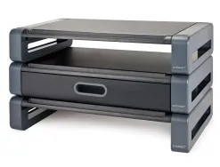 Support écran q-connect deluxe supporte 5kg avec tiroir 48.6x27.6x9.6cm coloris noir