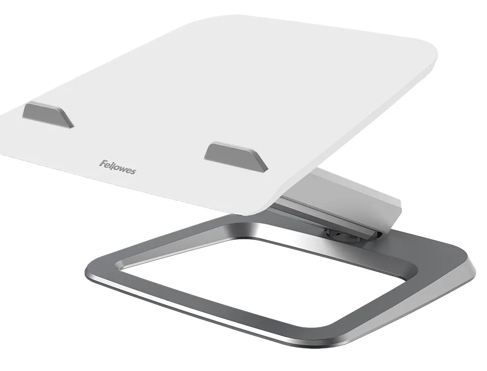 Support fellowes ordinateur portable hana lt egalage optimal hauteur et inclinaison systeme passe cable integre blanc