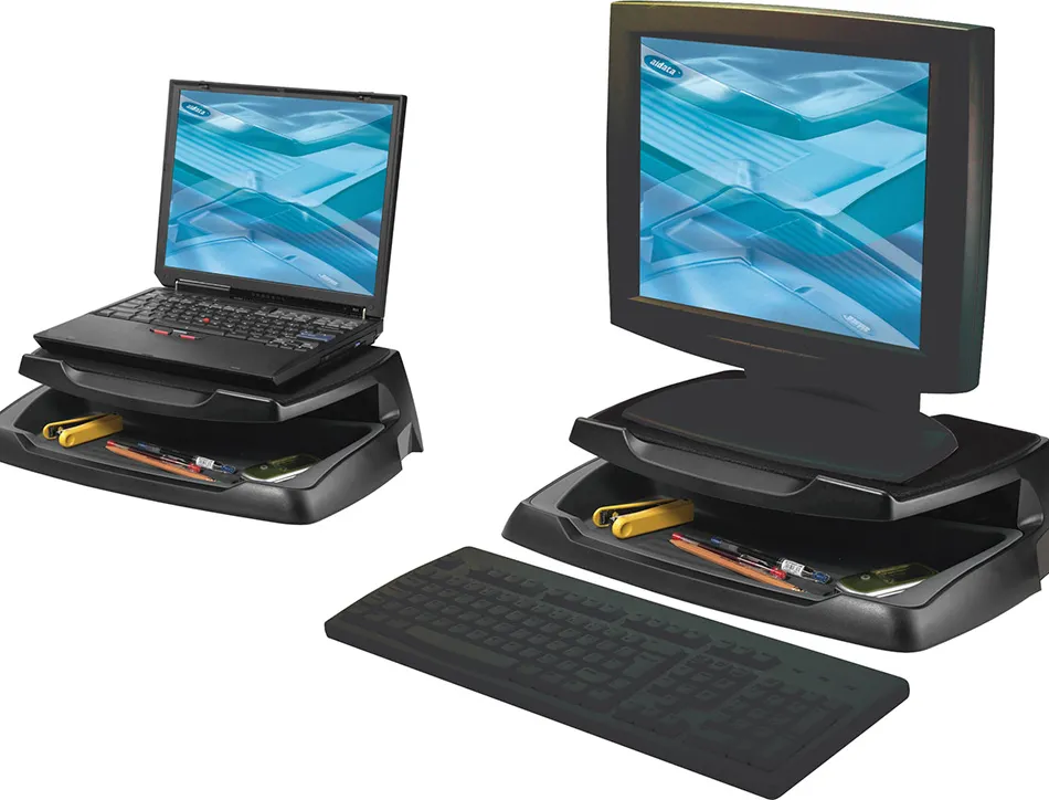 Support moniteur q-connect écran plat robuste espace rangement supporte 5kg