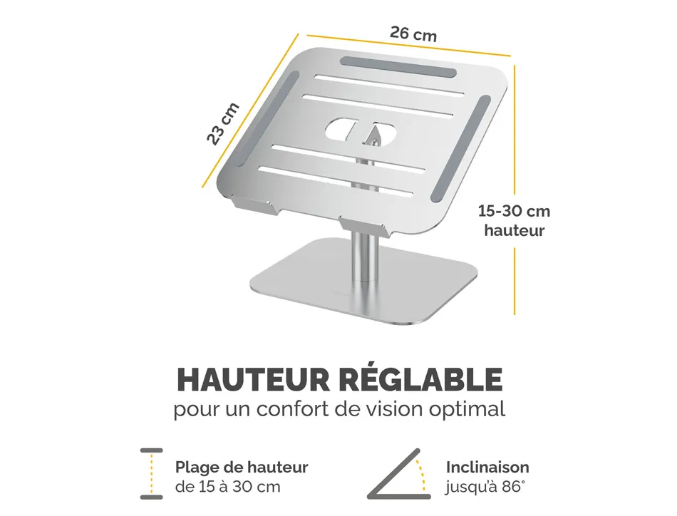 Support pc portable fellowes bureau alumia coloris argent