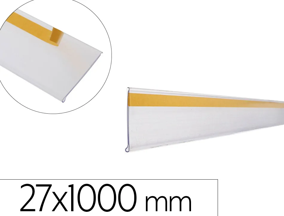 Support porte-etiquette prix q-connect adhesif pour etagere, 27x1000 mm semi transparent