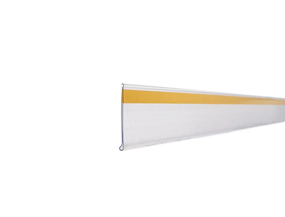 Support porte-etiquette prix q-connect adhesif pour etagere, 27x1000 mm semi transparent