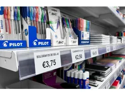 Support porte-etiquette prix q-connect adhesif pour etagere, 27x1000 mm semi transparent
