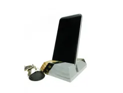 Support pour telephone bois ocolor 9.5x8x2.5cm coloris naturel