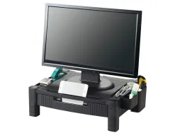 Support q-connect pour moniteur/imprimante hauteur reglable 10,3cm a 13,3cm avec tiroir 434x336x133mm coloris